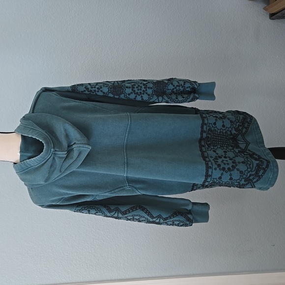 Daily Practice Anthropologie Blaine Embroidered Hoodie Mini Dress Green MEDIUM - Picture 10 of 14